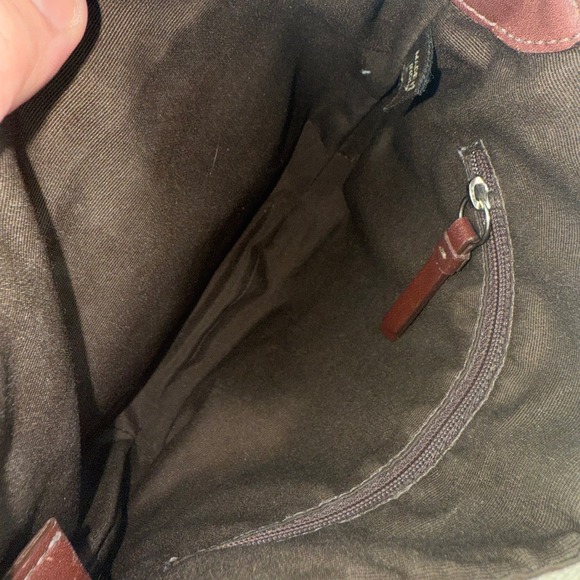 Coach Leather Crossbody Bag Cream‎ Brown Trim Turn Lock Flap Shoulder Bag - Picture 6 of 9